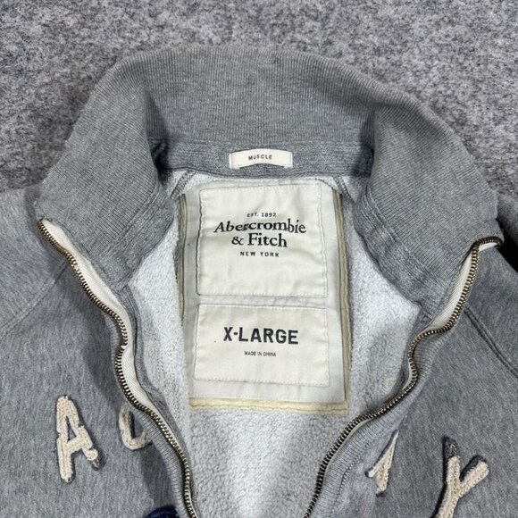 Abercrombie & Fitch Men's Y2K Light Gray High Neck Zip Up Jacket Size XL - Picture 11 of 16